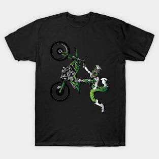 Green Dirtbike Motocross Freestyle Fly T-Shirt